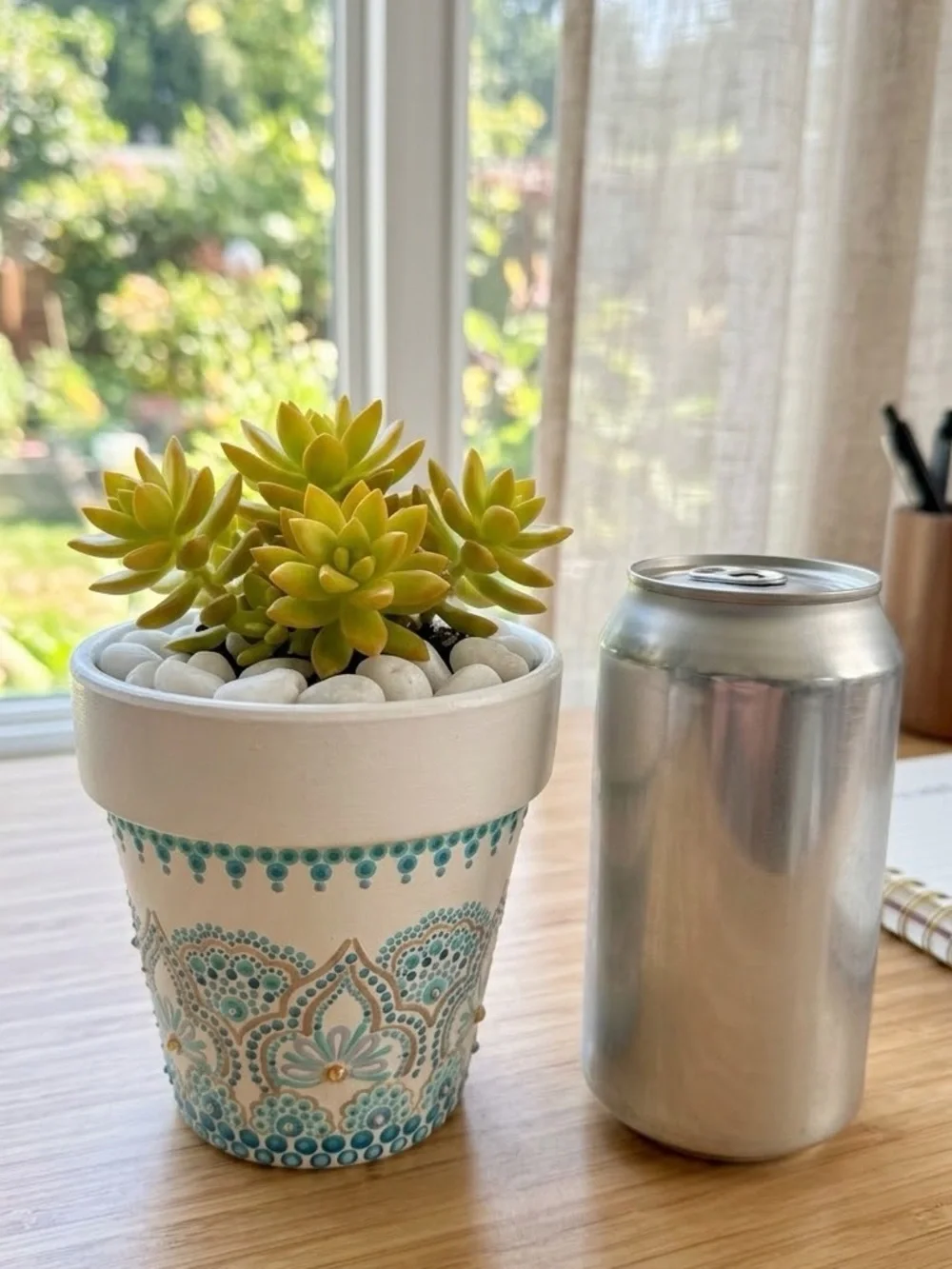 Hand Painted Dot Mandala Clay Pot 4